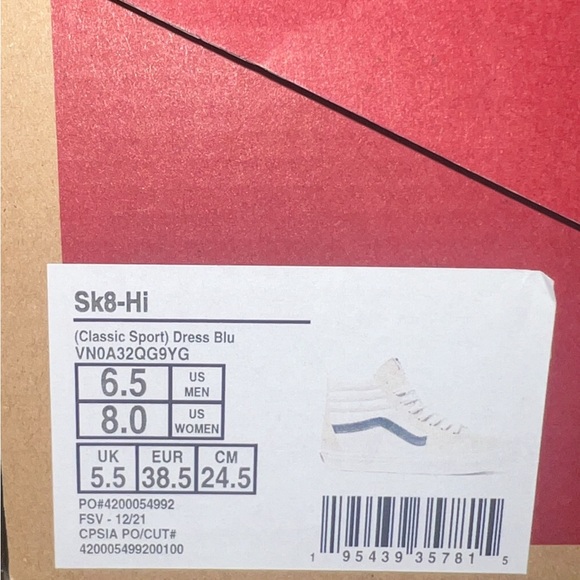 Sk8-Hi Classic Sport Sneakers in White and Blue - Picture 2 of 2
